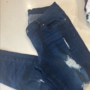VENUS Blue Skinny Jeans with Distressed Details